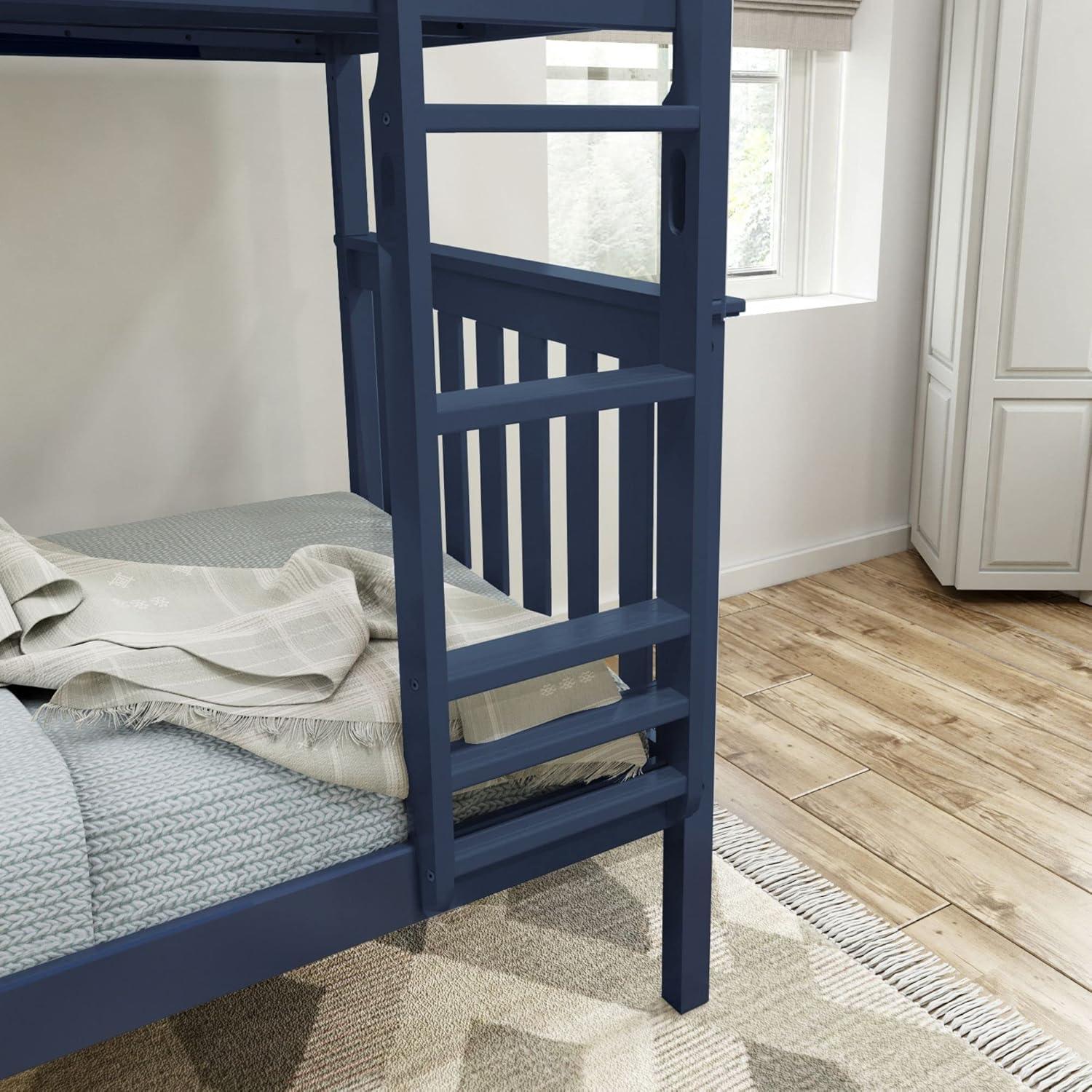 image:imagePlankBeam Classic Wooden Bunk Bed Twin Over Full Size Platform Bed Frame with Bunk Bed Ladder and Wood Slats for Adult Space Saving Bed Easy to Assemble No Box Spring Needed PecanBlue