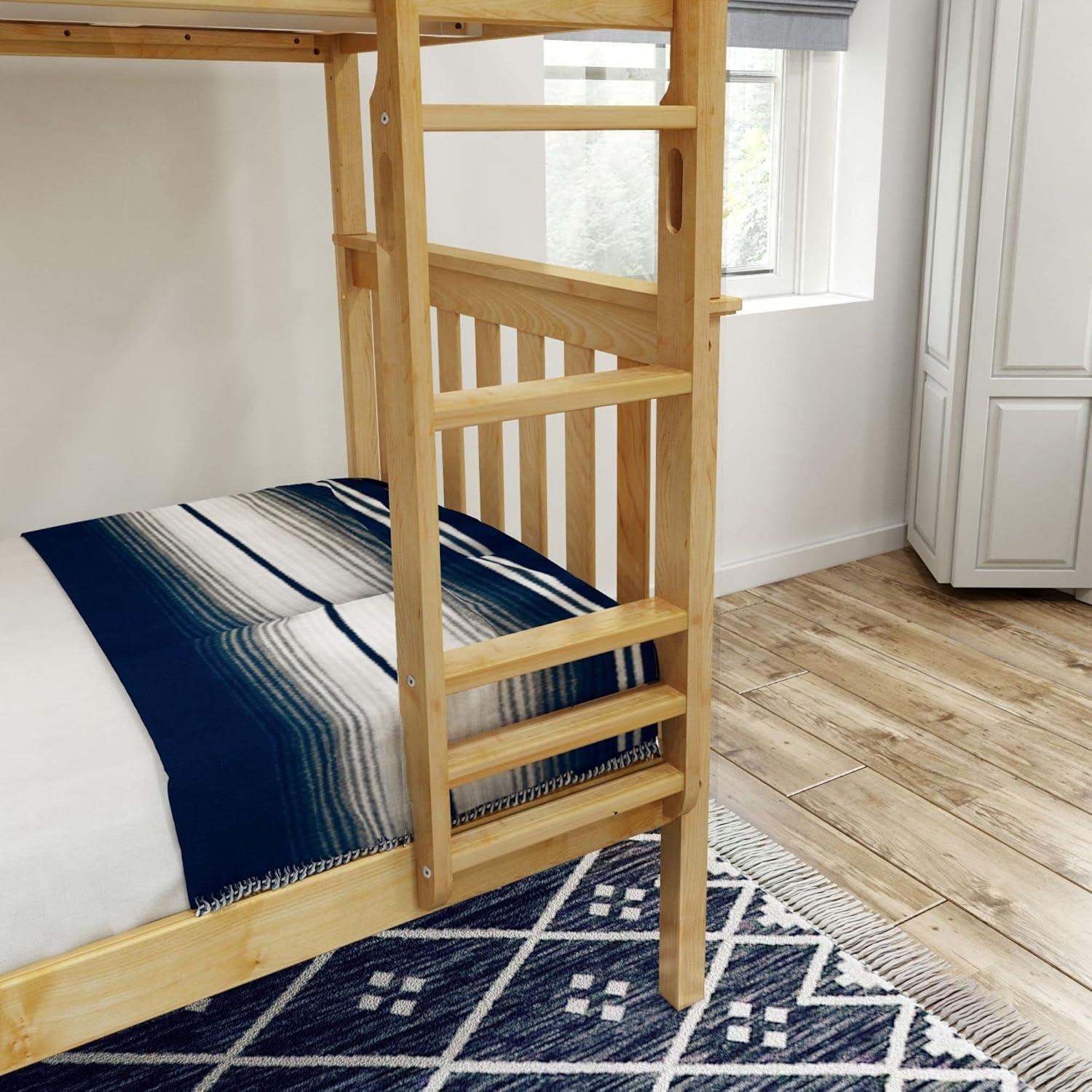 image:imagePlankBeam Classic Wooden Bunk Bed Twin Over Full Size Platform Bed Frame with Bunk Bed Ladder and Wood Slats for Adult Space Saving Bed Easy to Assemble No Box Spring Needed PecanNatural