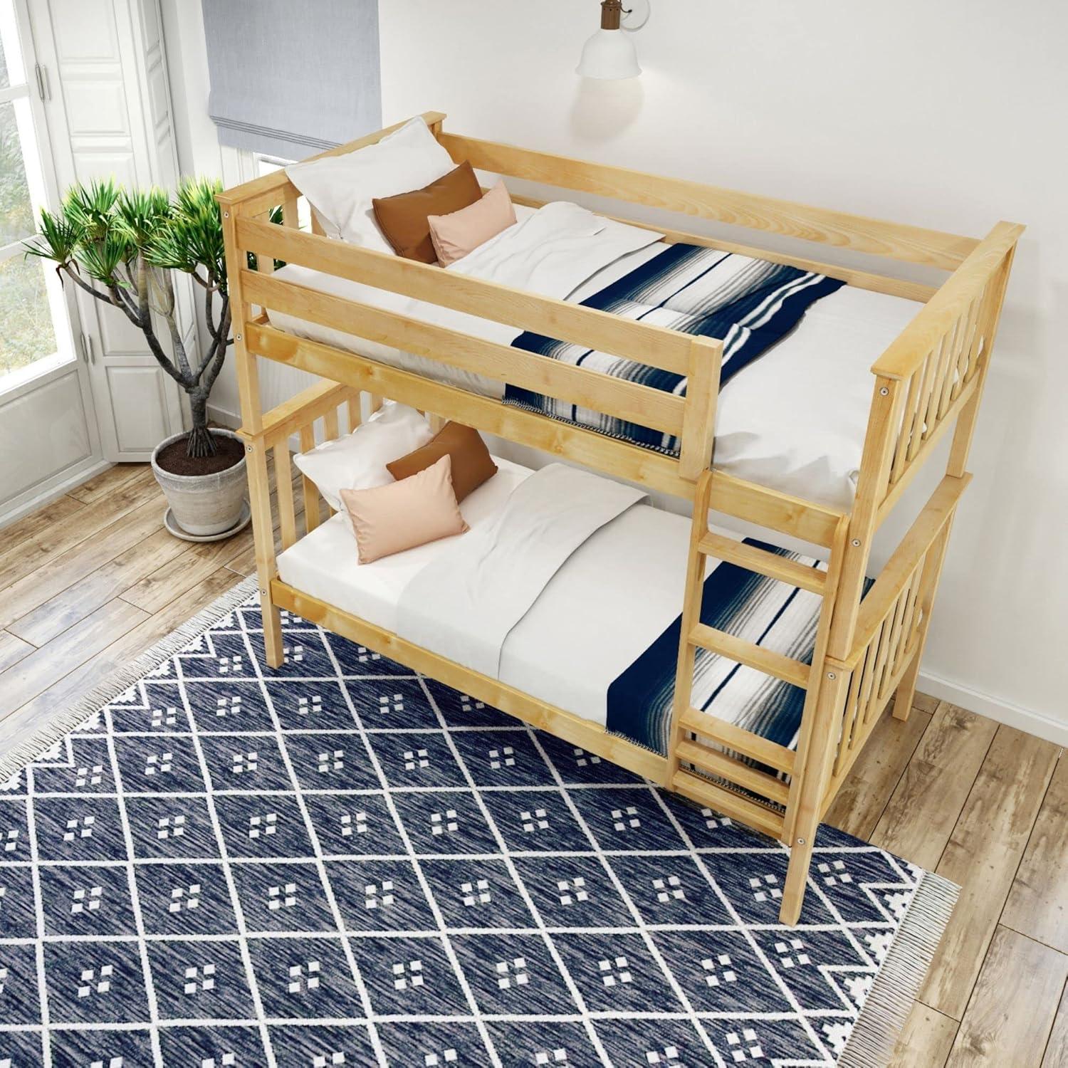 image:imagePlankBeam Classic Wooden Bunk Bed Twin Over Full Size Platform Bed Frame with Bunk Bed Ladder and Wood Slats for Adult Space Saving Bed Easy to Assemble No Box Spring Needed PecanNatural