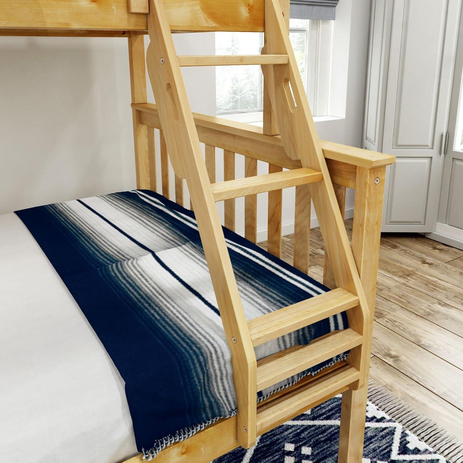 image:imagePlankBeam Classic Wooden Bunk Bed Twin Over Full Size Platform Bed Frame with Bunk Bed Ladder and Wood Slats for Adult Space Saving Bed Easy to Assemble No Box Spring Needed PecanNatural