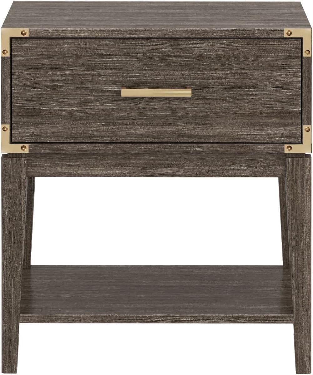 image:imagePlankBeam Contempo Wood Nightstand with 1 Drawer Wooden Side Table for Bedroom Storage Bedside End Table ClayClay