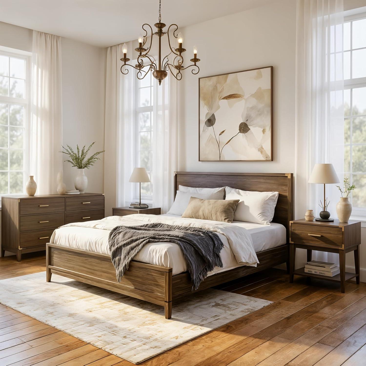 image:imagePlankBeam Contempo Wood Nightstand with 1 Drawer Wooden Side Table for Bedroom Storage Bedside End Table ClayClay