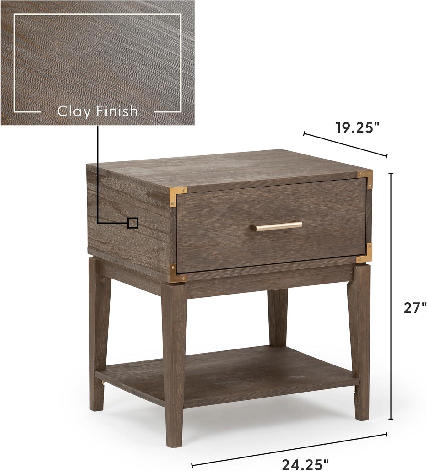 image:imagePlankBeam Contempo Wood Nightstand with 1 Drawer Wooden Side Table for Bedroom Storage Bedside End Table ClayClay