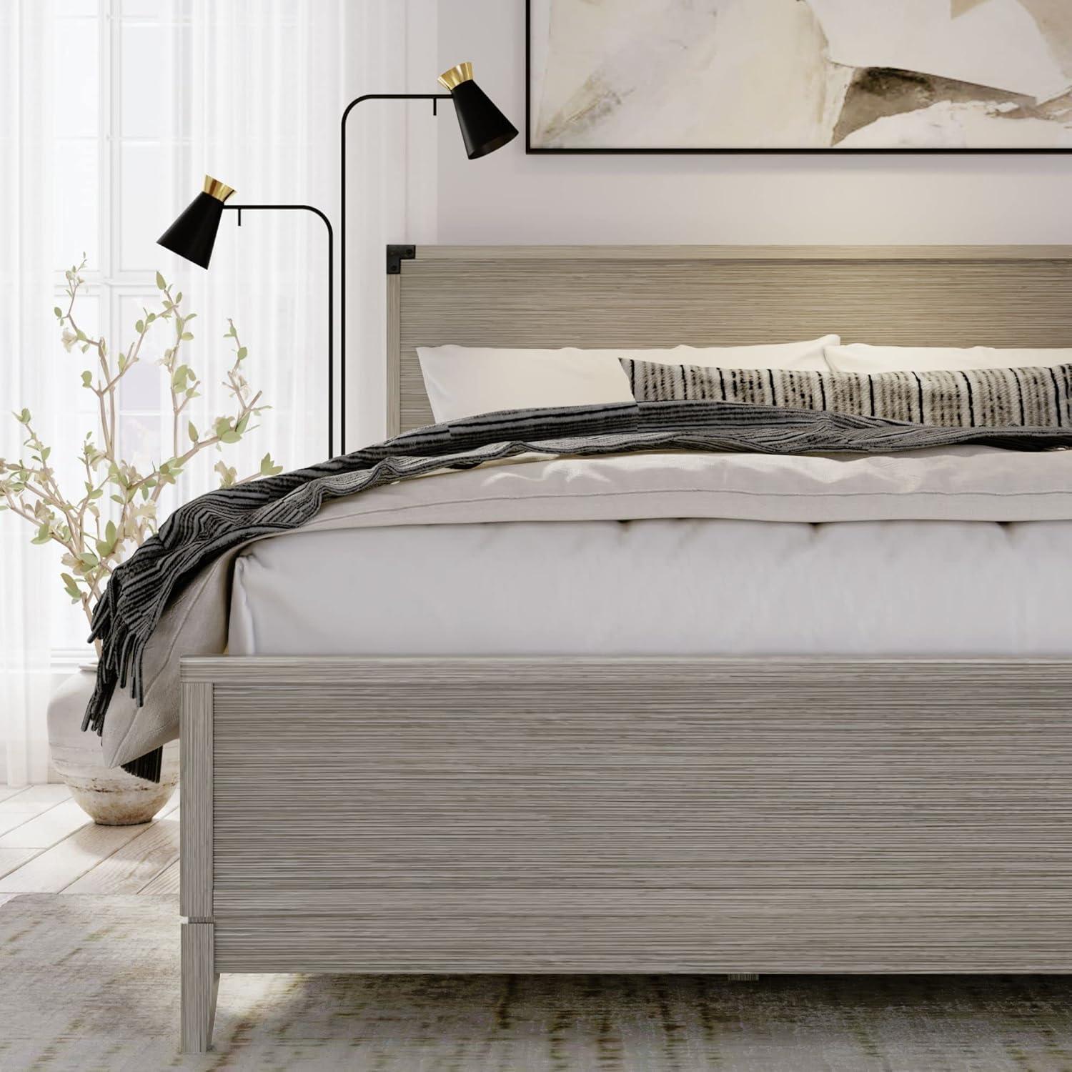 image:imagePlankBeam Contempo Wood Nightstand with 1 Drawer Wooden Side Table for Bedroom Storage Bedside End Table ClaySeashell Wirebrush