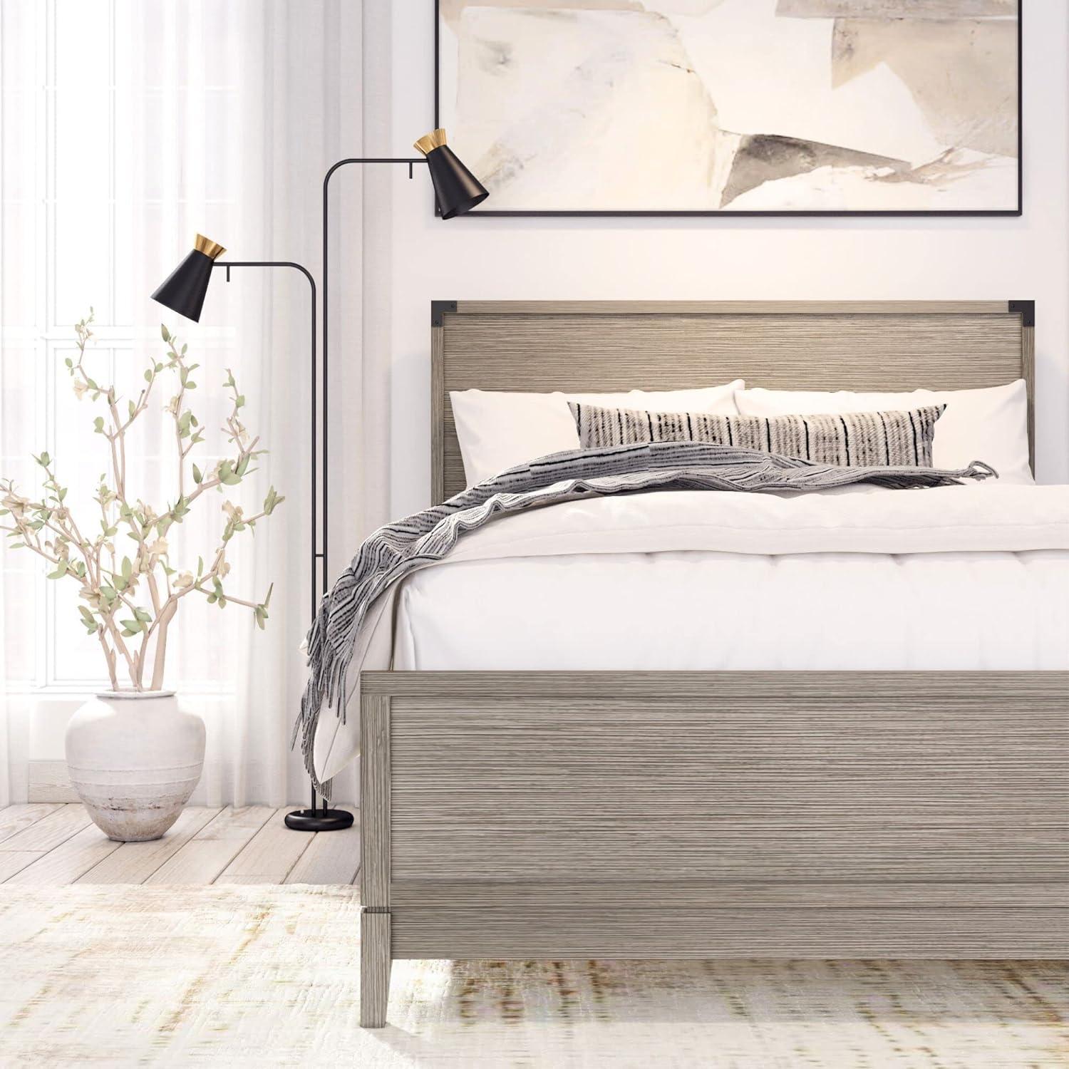 image:imagePlankBeam Contempo Wood Nightstand with 1 Drawer Wooden Side Table for Bedroom Storage Bedside End Table ClaySeashell Wirebrush