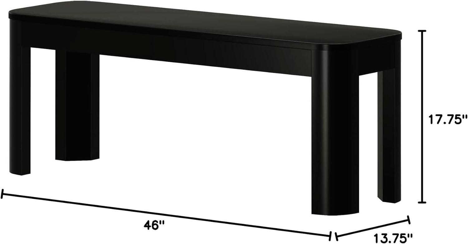 image:imagePlankBeam Contour Bench Modern Rounded 58 Inch Dining Bench Bench for 72 Inch Kitchen Table BlackBlack