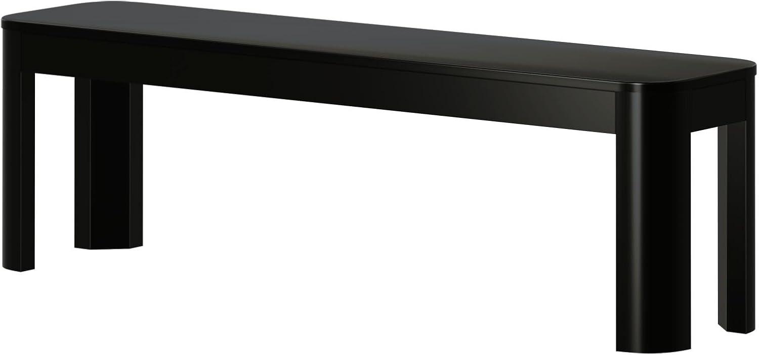 image:imagePlankBeam Contour Bench Modern Rounded 58 Inch Dining Bench Bench for 72 Inch Kitchen Table BlackBlack