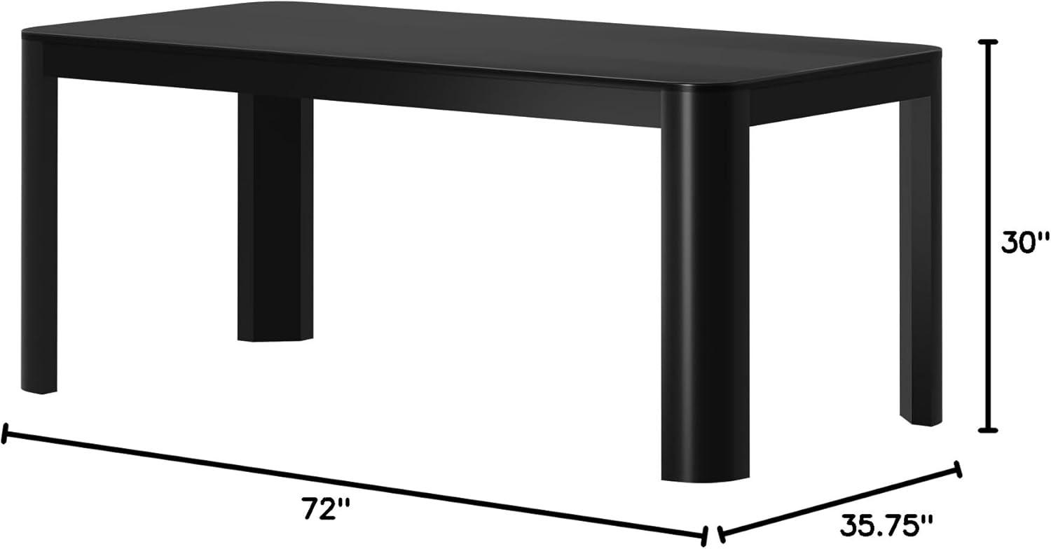 image:imagePlankBeam Contour Bench Modern Rounded 58 Inch Dining Bench Bench for 72 Inch Kitchen Table BlackBlack