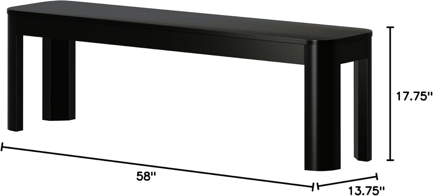image:imagePlankBeam Contour Bench Modern Rounded 58 Inch Dining Bench Bench for 72 Inch Kitchen Table BlackBlack