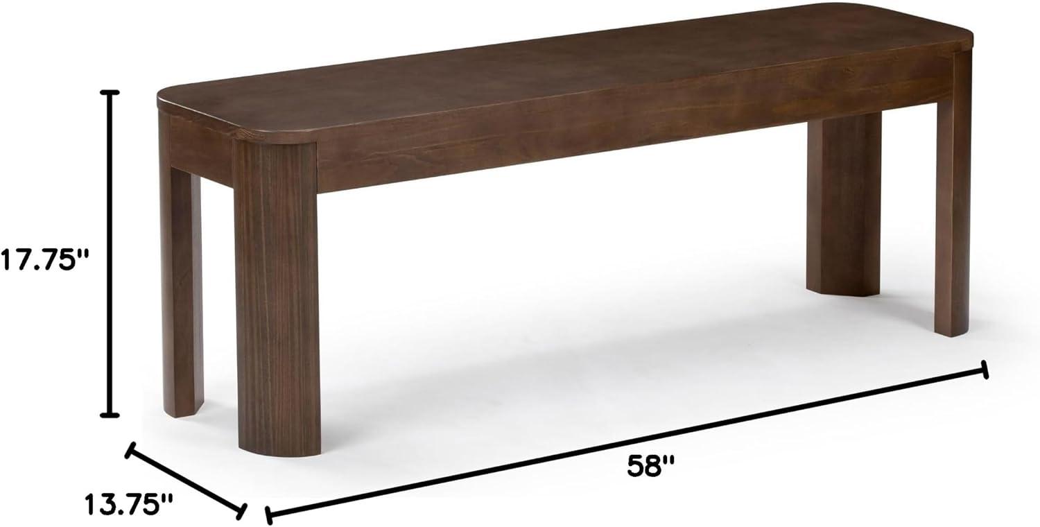 image:imagePlankBeam Contour Bench Modern Rounded 58 Inch Dining Bench Bench for 72 Inch Kitchen Table BlackWalnut