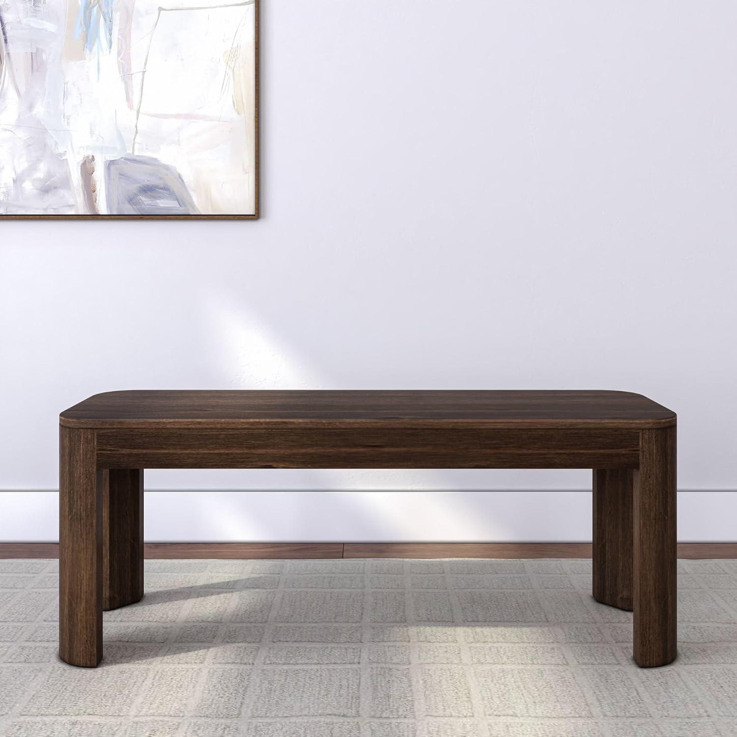 image:imagePlankBeam Contour Bench Modern Rounded 58 Inch Dining Bench Bench for 72 Inch Kitchen Table BlackWalnut