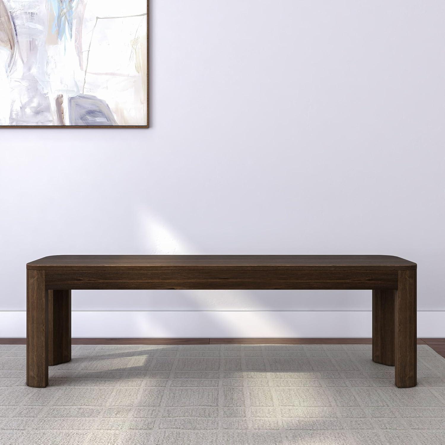 image:imagePlankBeam Contour Bench Modern Rounded 58 Inch Dining Bench Bench for 72 Inch Kitchen Table BlackWalnut