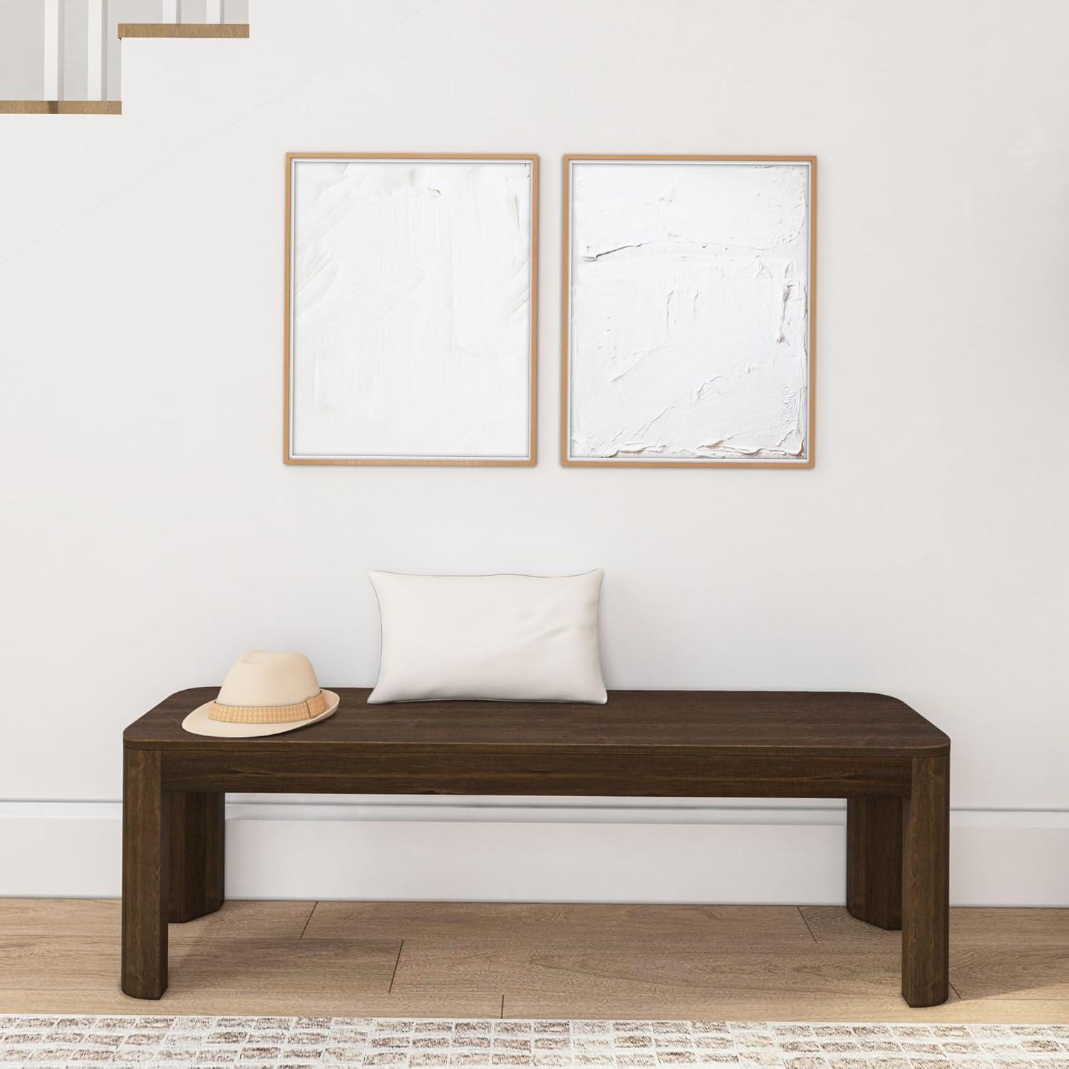 image:imagePlankBeam Contour Bench Modern Rounded 58 Inch Dining Bench Bench for 72 Inch Kitchen Table BlackWalnut