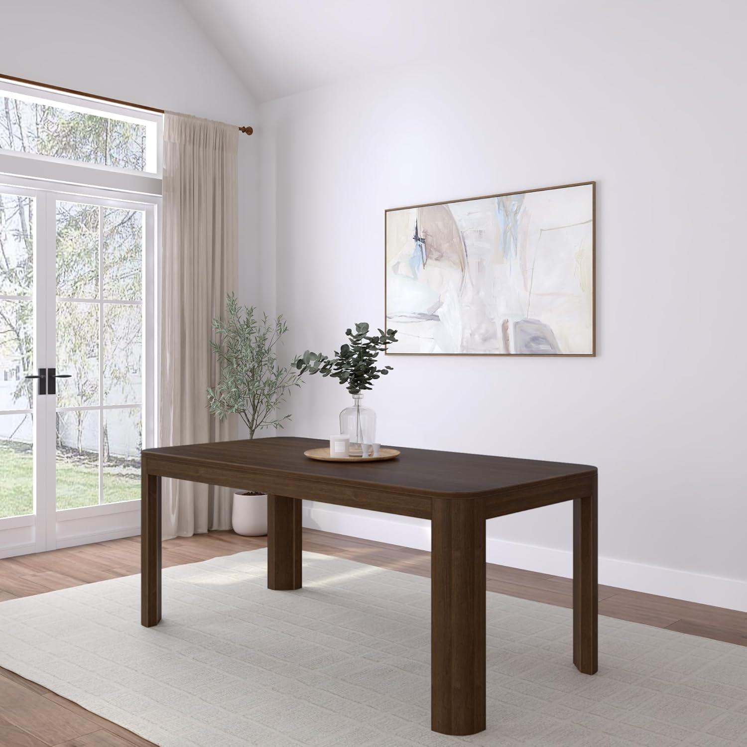 image:imagePlankBeam Contour Bench Modern Rounded 58 Inch Dining Bench Bench for 72 Inch Kitchen Table BlackWalnut