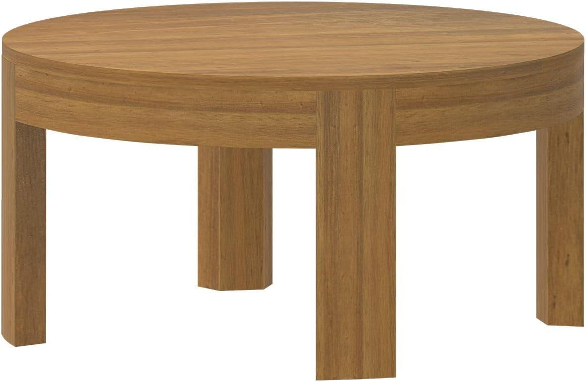 image:imagePlankBeam Contour Round Coffee Table 30 Inch Coffee Table Wood Coffee Tables for Living Room Modern Center Table Occasional Table for Small Spaces PecanPecan