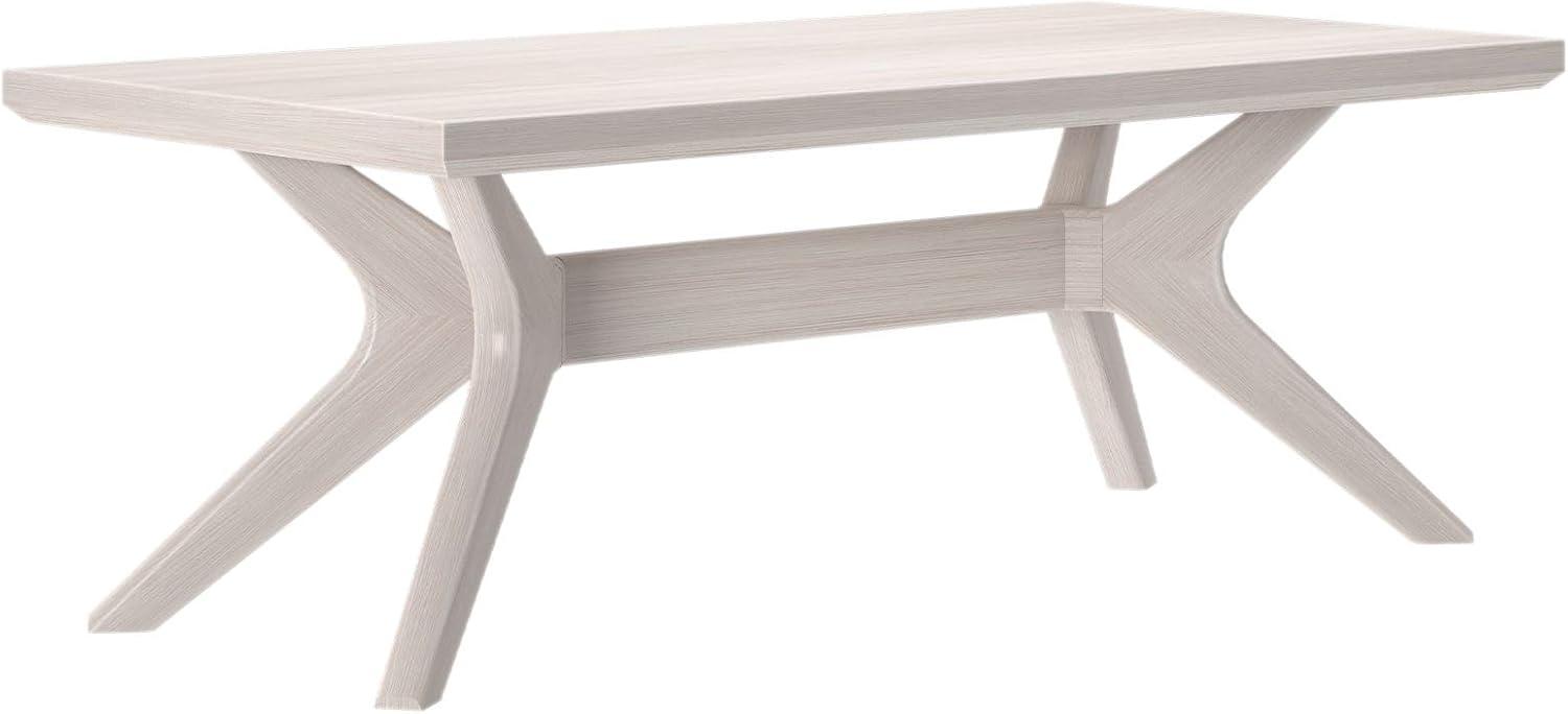 image:imagePlankBeam Cross Leg Rectangular Coffee Table 48 Inch Wood Coffee Table for Living Room Modern Center Table Cocktail Table Coastal WhiteWhite Sand Wirebrush