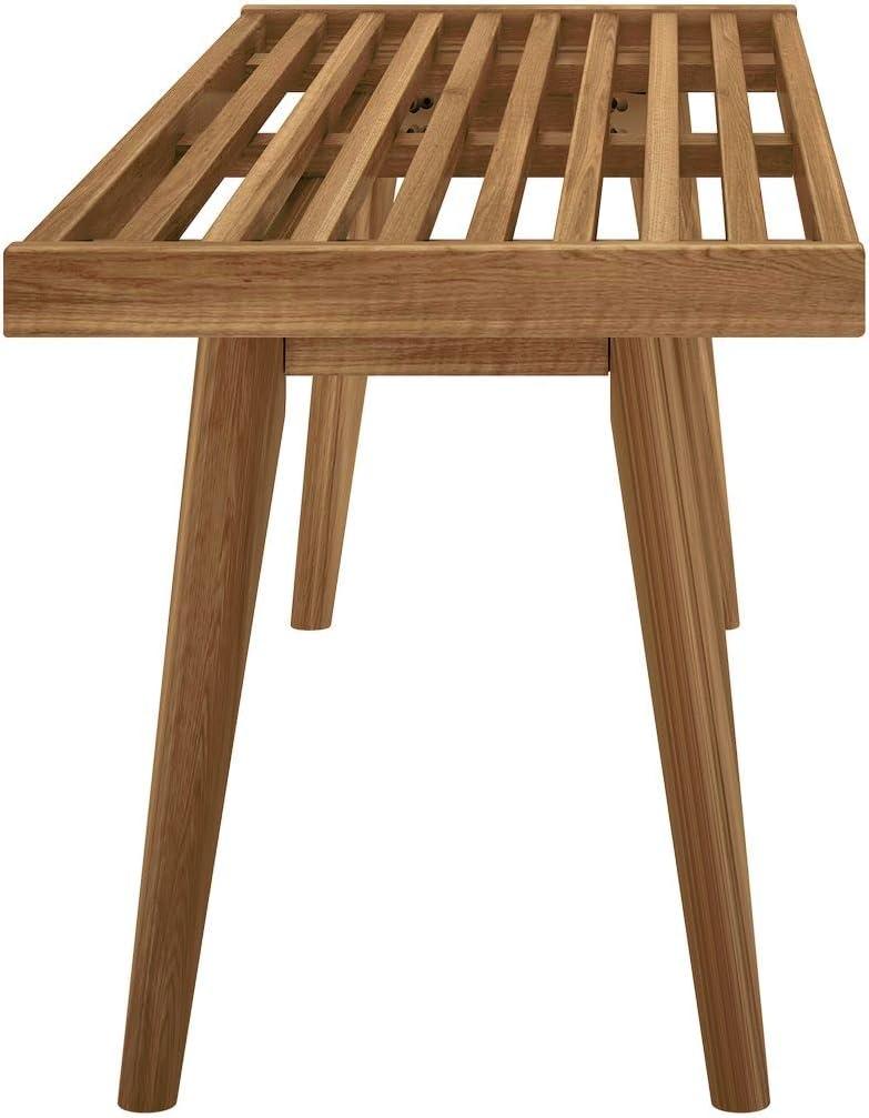 image:imagePlankBeam Entryway Bench Wooden End of Bed Bench for Bedroom MidCentury Modern Square Bench for Hallway Living Room Indoor Porch 4125 WalnutPecan