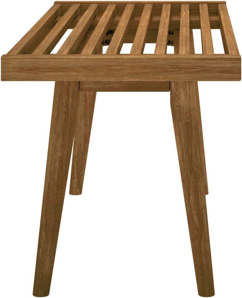 image:imagePlankBeam Entryway Bench Wooden End of Bed Bench for Bedroom MidCentury Modern Square Bench for Hallway Living Room Indoor Porch 4125 WalnutPecan