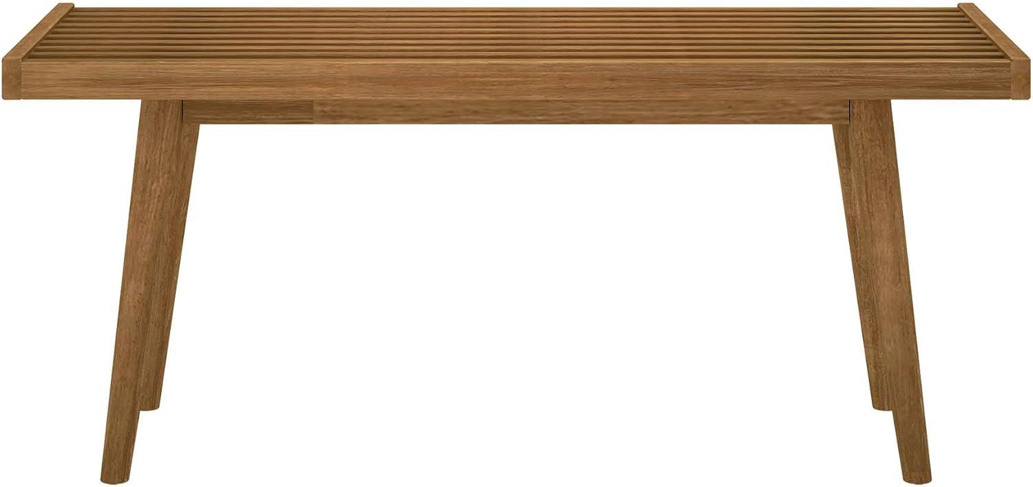 image:imagePlankBeam Entryway Bench Wooden End of Bed Bench for Bedroom MidCentury Modern Square Bench for Hallway Living Room Indoor Porch 4125 WalnutPecan