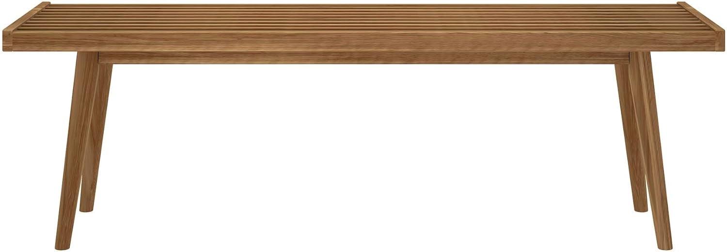 image:imagePlankBeam Entryway Bench Wooden End of Bed Bench for Bedroom MidCentury Modern Square Bench for Hallway Living Room Indoor Porch 4125 WalnutPecan