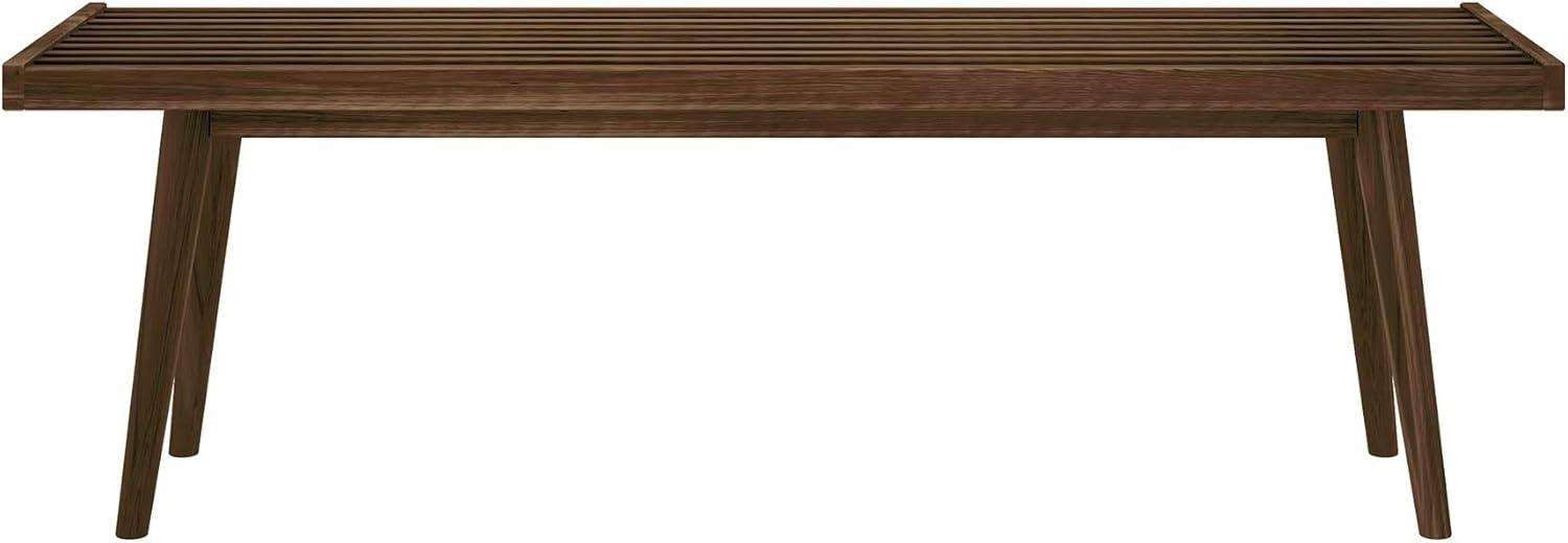 image:imagePlankBeam Entryway Bench Wooden End of Bed Bench for Bedroom MidCentury Modern Square Bench for Hallway Living Room Indoor Porch 4125 WalnutWalnut