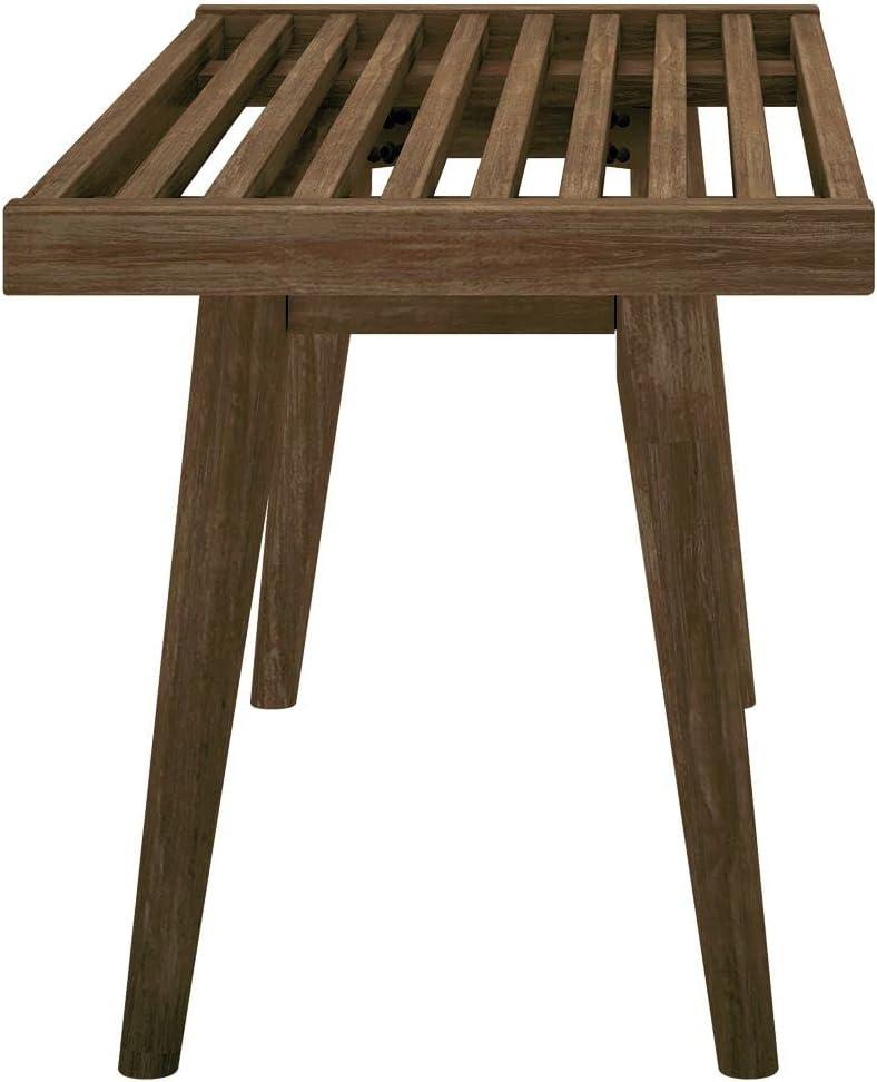 image:imagePlankBeam Entryway Bench Wooden End of Bed Bench for Bedroom MidCentury Modern Square Bench for Hallway Living Room Indoor Porch 4125 WalnutWalnut