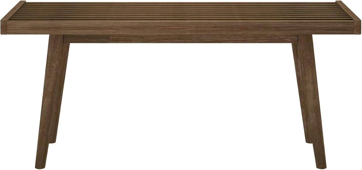 image:imagePlankBeam Entryway Bench Wooden End of Bed Bench for Bedroom MidCentury Modern Square Bench for Hallway Living Room Indoor Porch 4125 WalnutWalnut