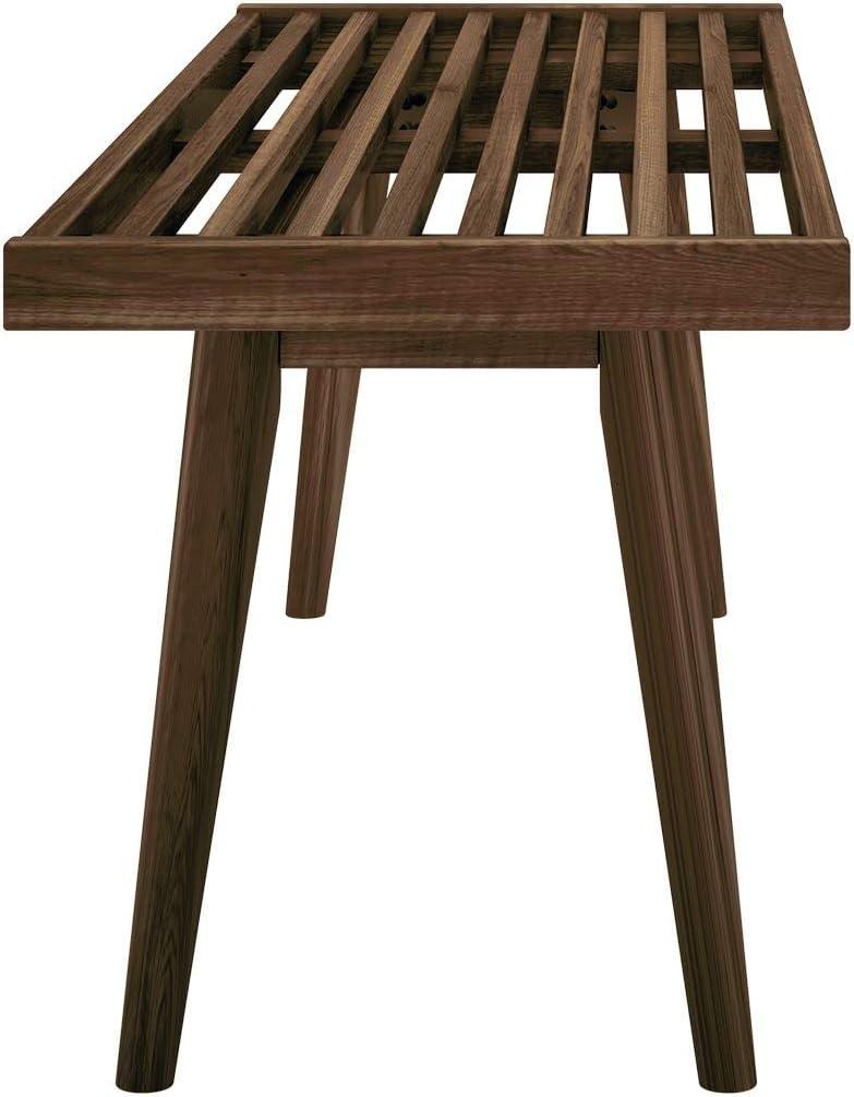 image:imagePlankBeam Entryway Bench Wooden End of Bed Bench for Bedroom MidCentury Modern Square Bench for Hallway Living Room Indoor Porch 4125 WalnutWalnut