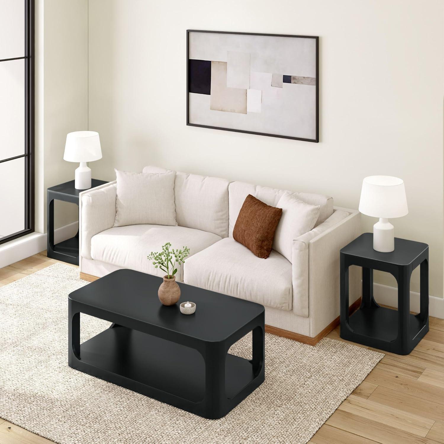 image:imagePlankBeam Forma Coffee Table 54 Inch Modern Coffee Table with Shelf Contemporary Center Table with Storage Space Rectangle Tea Table with Storage WalnutBlack
