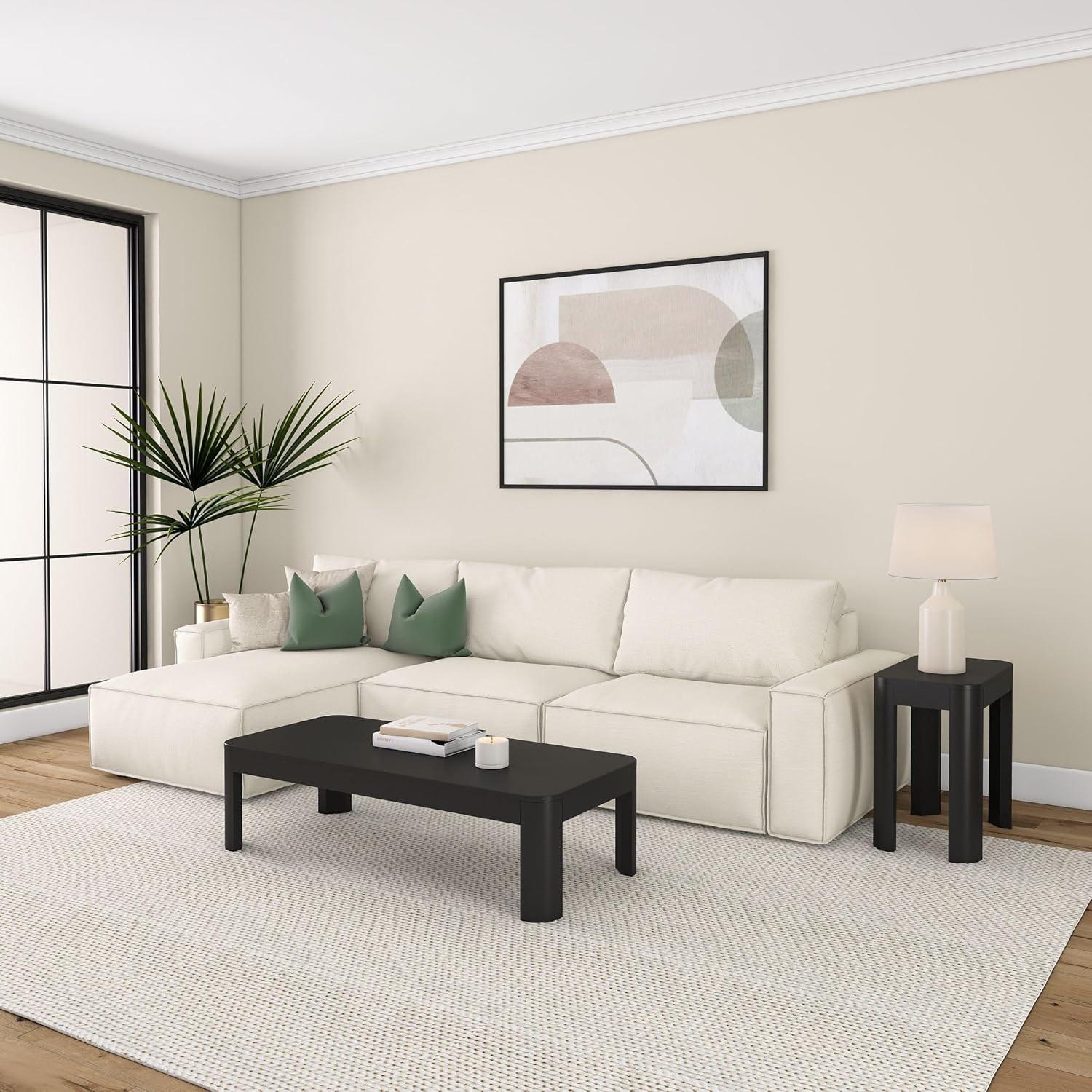 image:imagePlankBeam Forma Coffee Table 54 Inch Modern Coffee Table with Shelf Contemporary Center Table with Storage Space Rectangle Tea Table with Storage WalnutBlack