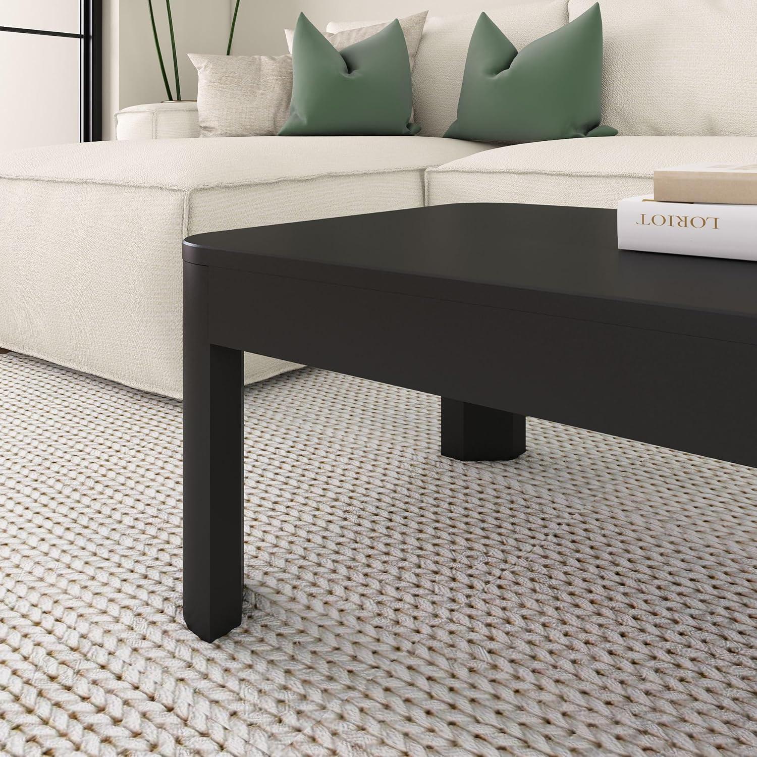 image:imagePlankBeam Forma Coffee Table 54 Inch Modern Coffee Table with Shelf Contemporary Center Table with Storage Space Rectangle Tea Table with Storage WalnutBlack