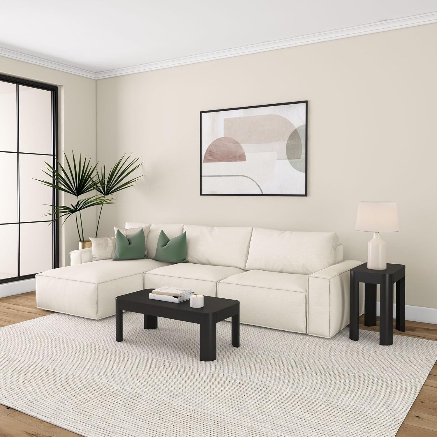image:imagePlankBeam Forma Coffee Table 54 Inch Modern Coffee Table with Shelf Contemporary Center Table with Storage Space Rectangle Tea Table with Storage WalnutBlack