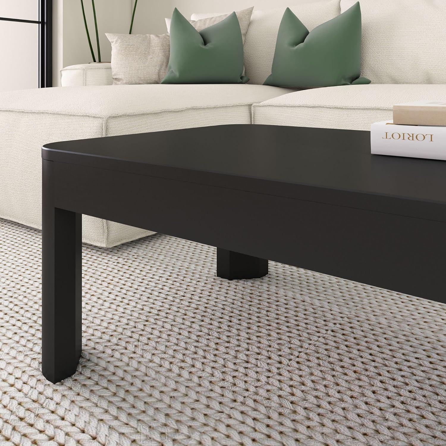 image:imagePlankBeam Forma Coffee Table 54 Inch Modern Coffee Table with Shelf Contemporary Center Table with Storage Space Rectangle Tea Table with Storage WalnutBlack