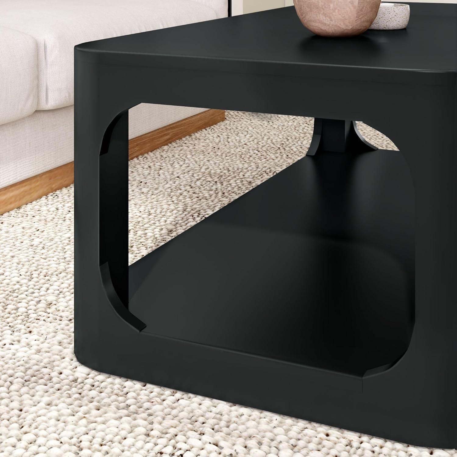 image:imagePlankBeam Forma Coffee Table 54 Inch Modern Coffee Table with Shelf Contemporary Center Table with Storage Space Rectangle Tea Table with Storage WalnutBlack