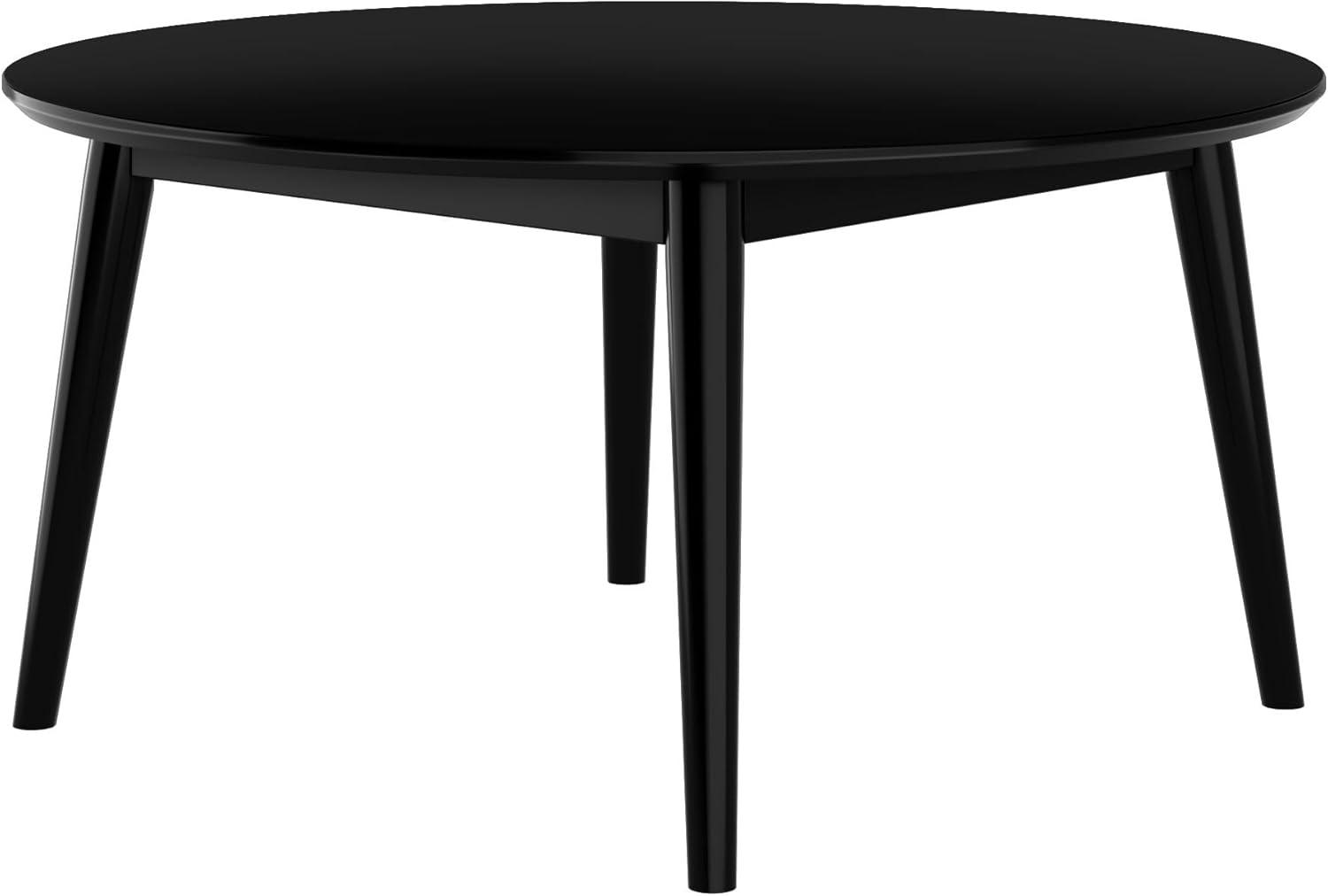 image:imagePlankBeam Mid Century Modern Coffee Table 36 Inch Wood Coffee Tables for Living Room Round Center Table Cocktail Table for Small Spaces BlackBlack