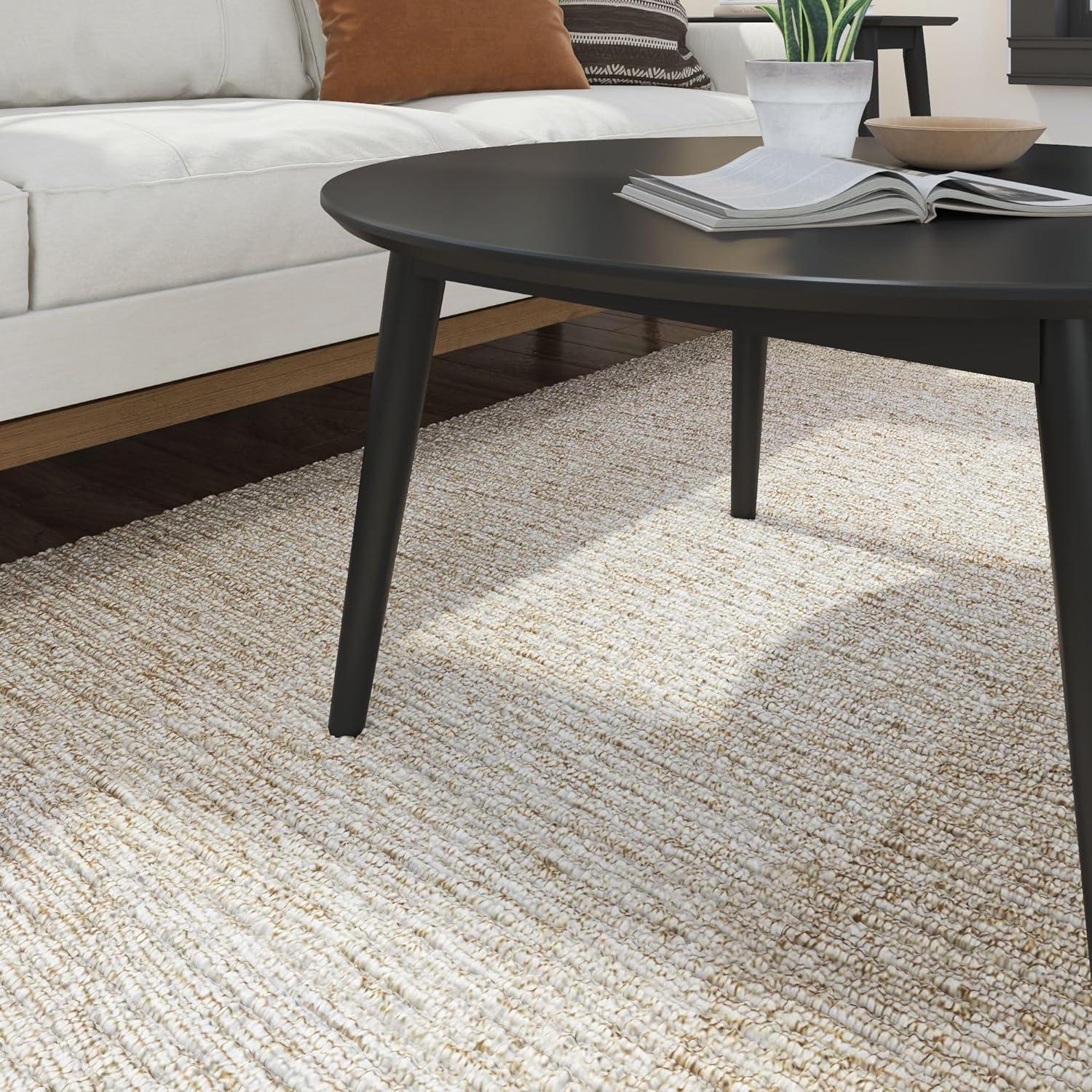 image:imagePlankBeam Mid Century Modern Coffee Table 36 Inch Wood Coffee Tables for Living Room Round Center Table Cocktail Table for Small Spaces BlackBlack