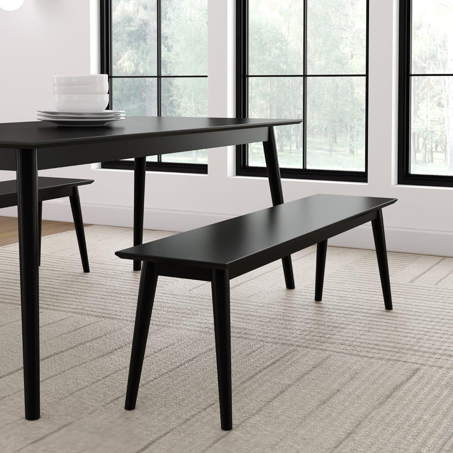 image:imagePlankBeam Mid Century Modern Dining Bench Black 59 Inch 2000314000170Black
