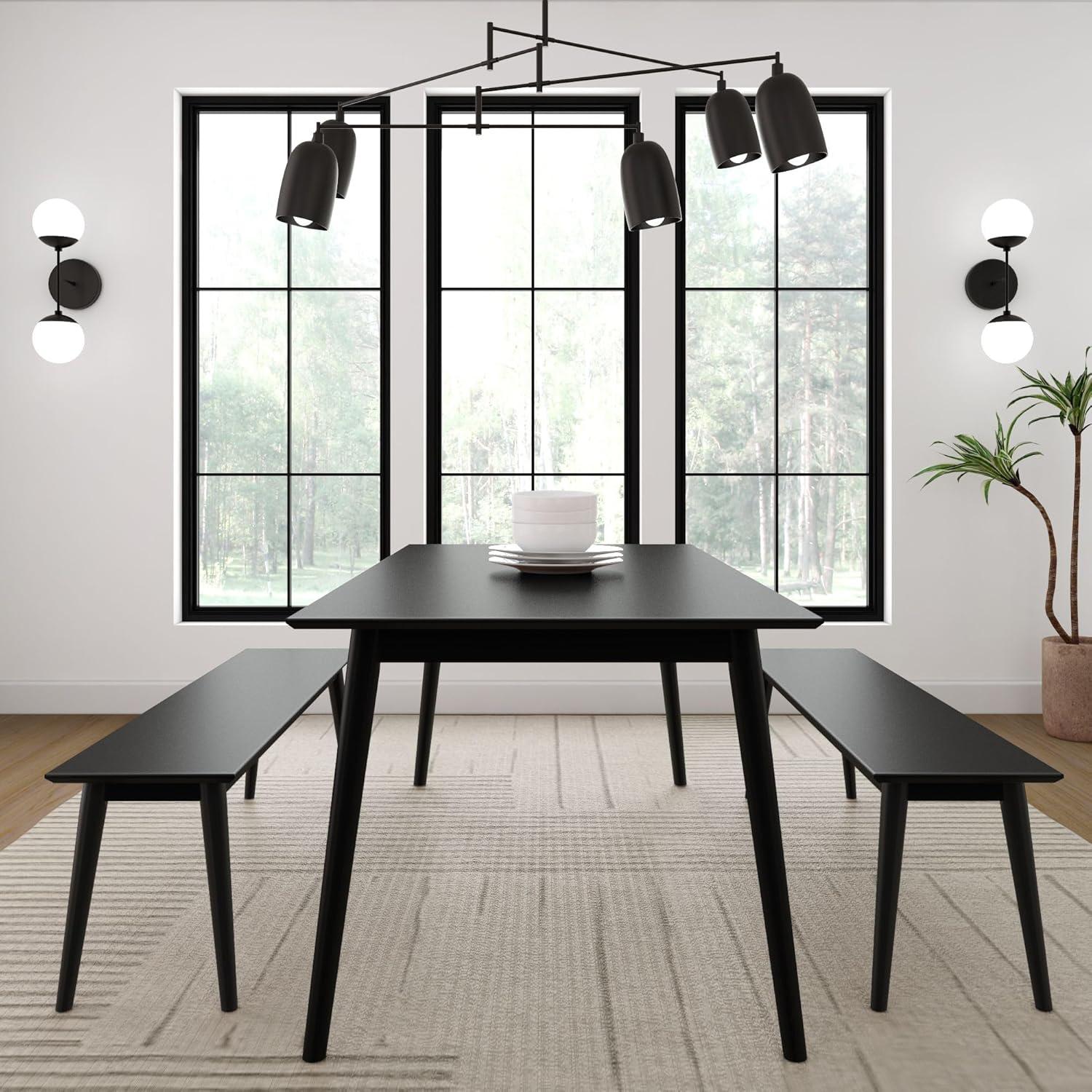 image:imagePlankBeam Mid Century Modern Dining Bench Black 59 Inch 2000314000170Black