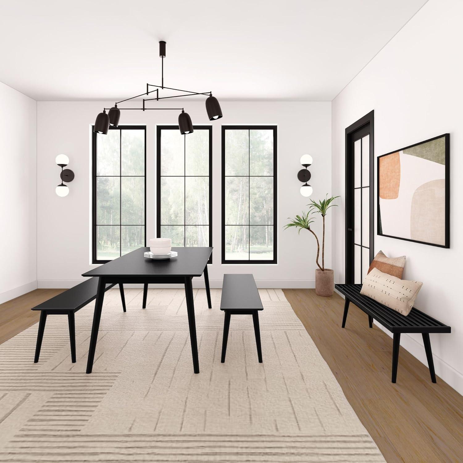 image:imagePlankBeam Mid Century Modern Dining Bench Black 59 Inch 2000314000170Black