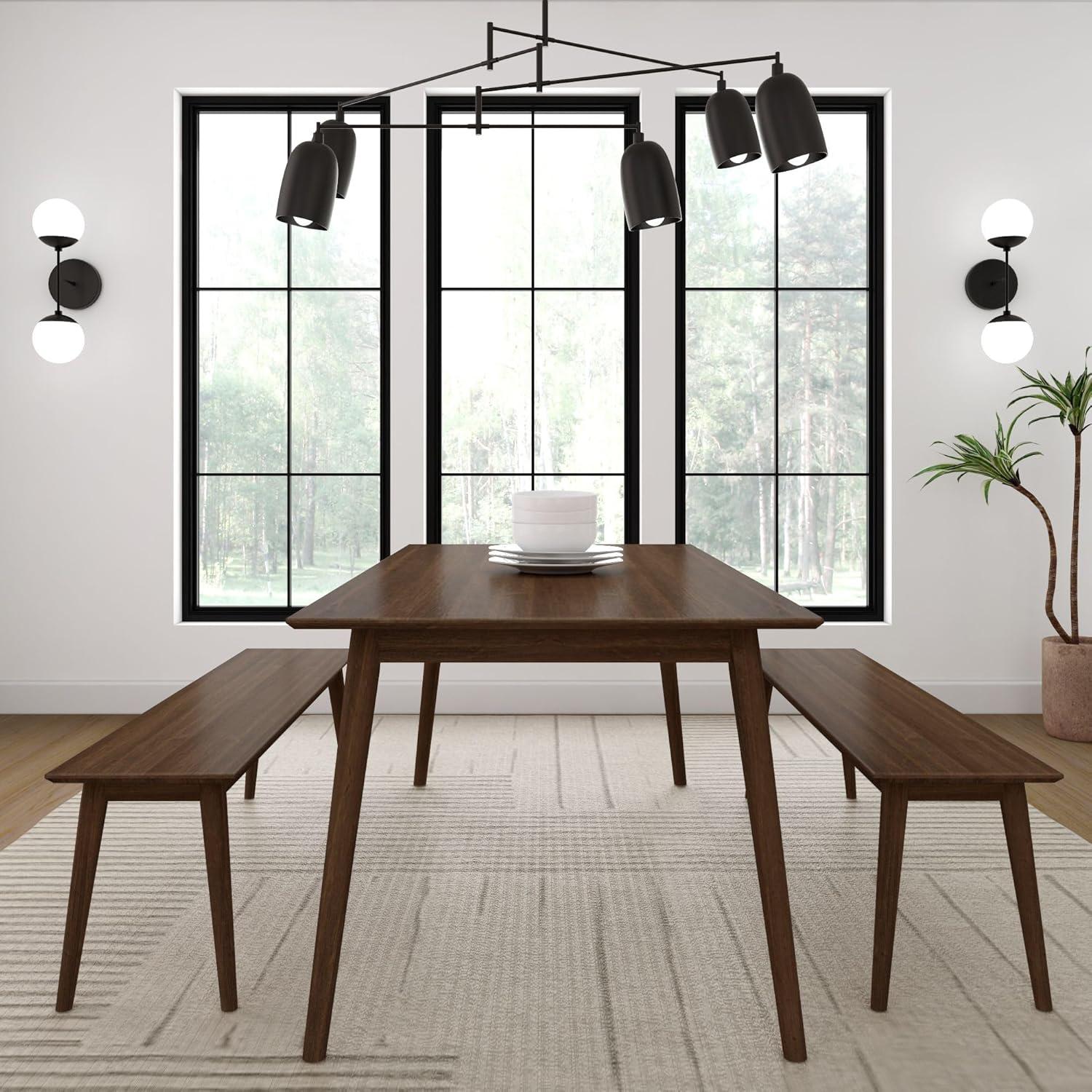 image:imagePlankBeam Mid Century Modern Dining Bench Black 59 Inch 2000314000170Walnut