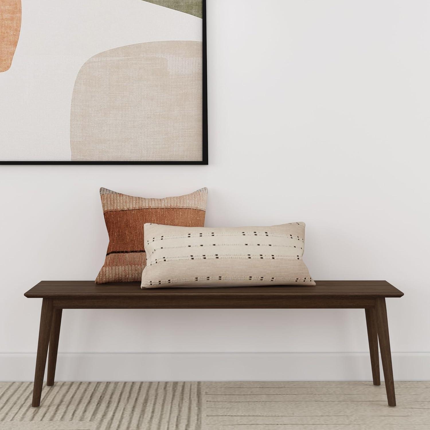 image:imagePlankBeam Mid Century Modern Dining Bench Black 59 Inch 2000314000170Walnut