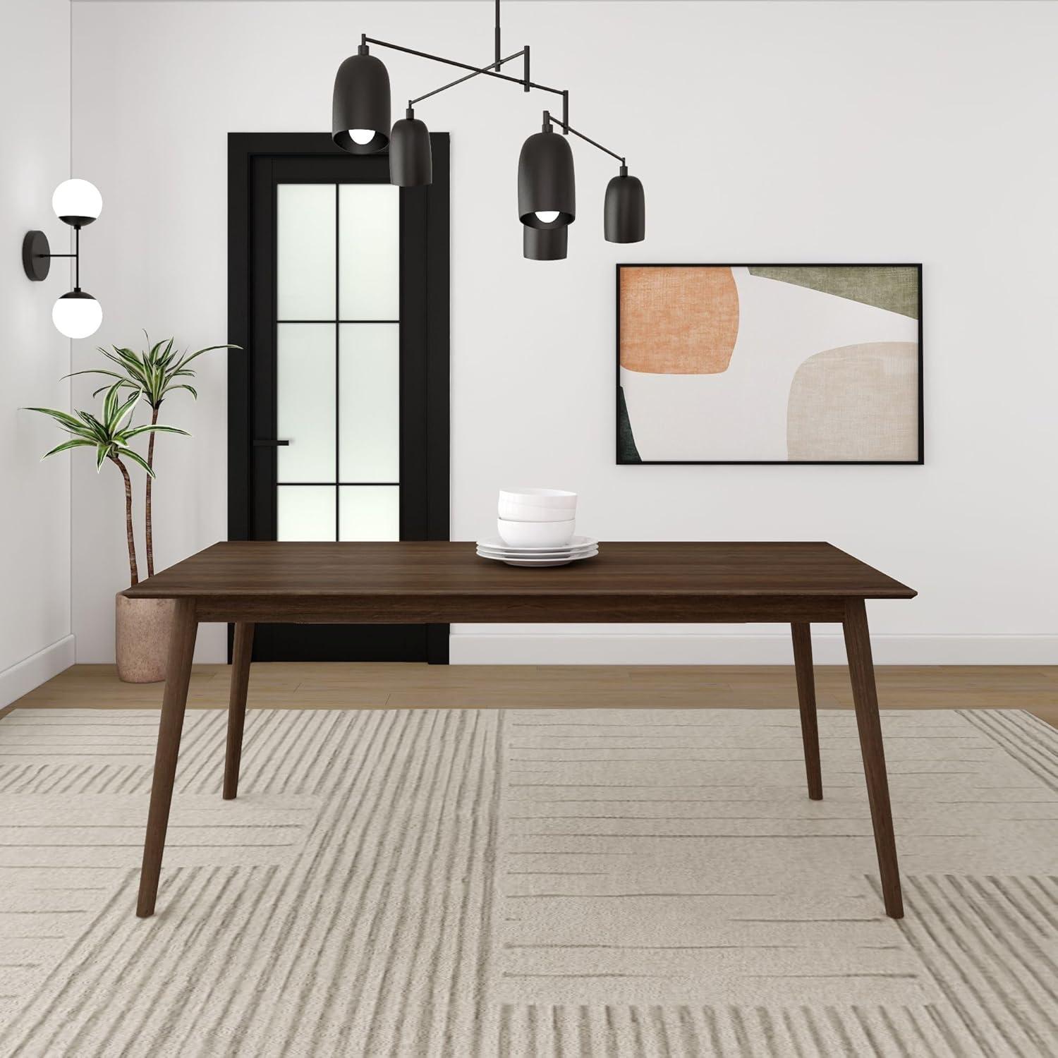 image:imagePlankBeam Mid Century Modern Dining Bench Black 59 Inch 2000314000170Walnut