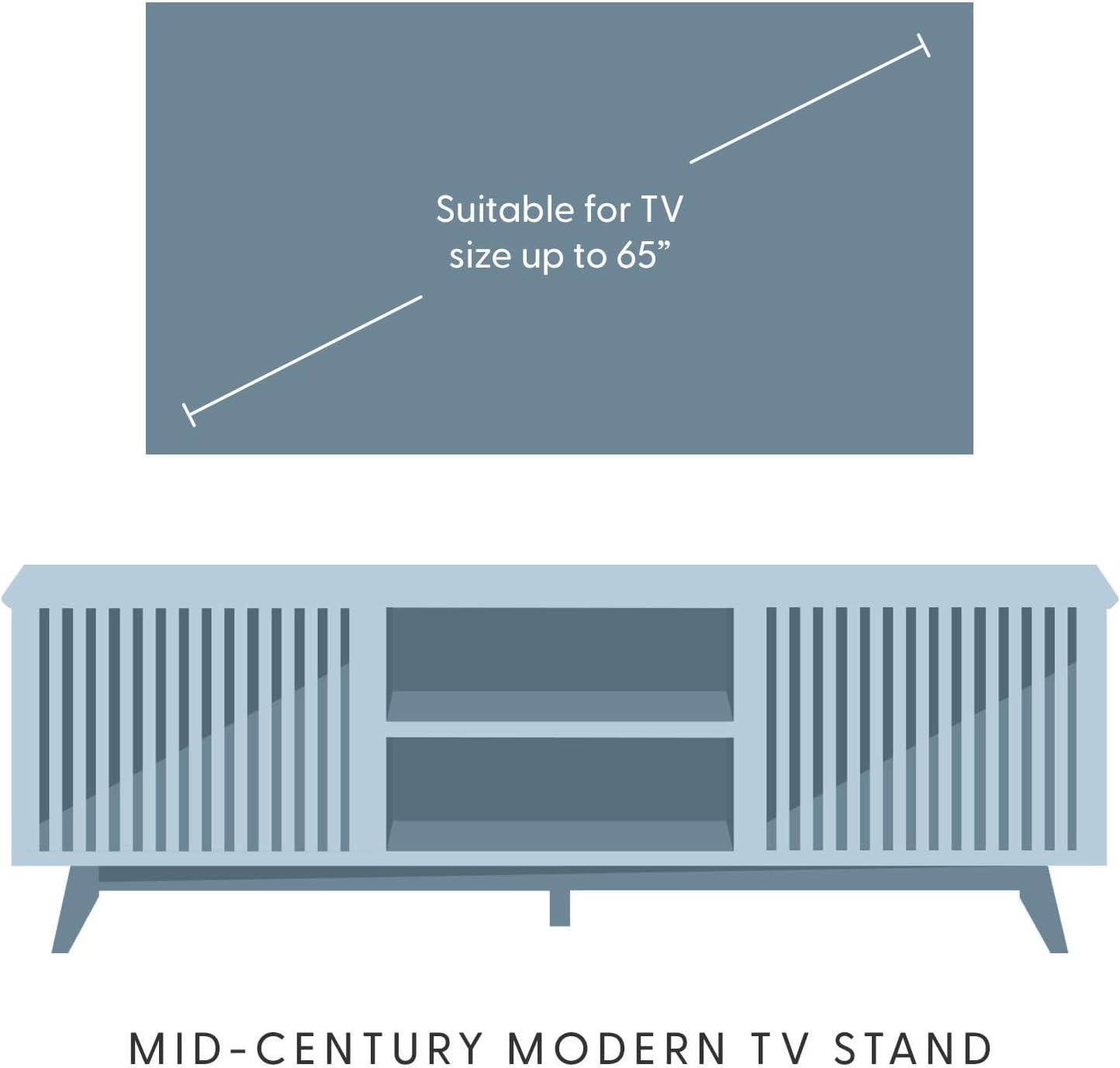 image:imagePlankBeam MidCentury Modern Wood TV Stand Solid Wood Entertainment Console with Storage 59 L x 16 W x 19 H BlackBlack