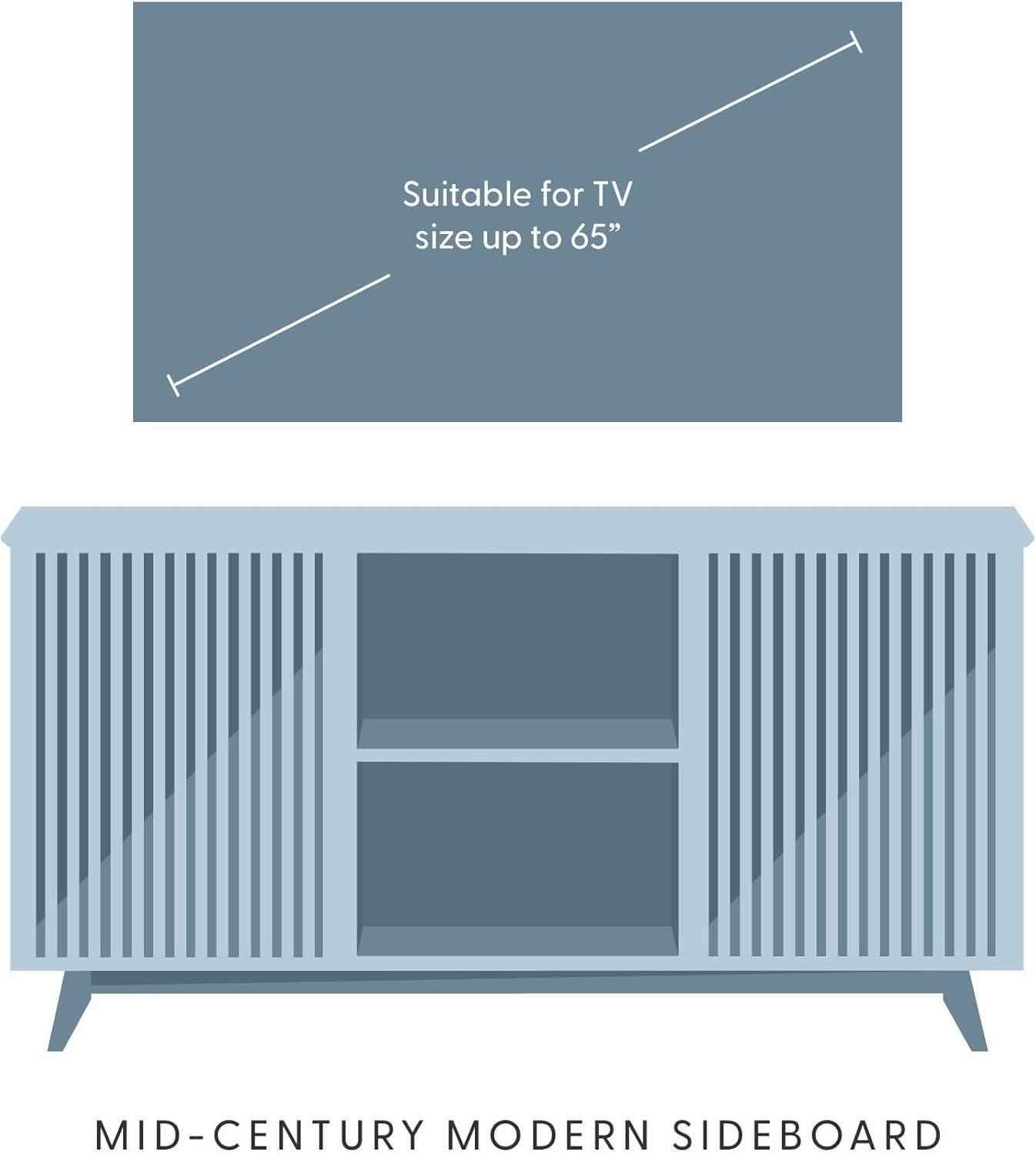 image:imagePlankBeam MidCentury Modern Wood TV Stand Solid Wood Entertainment Console with Storage 59 L x 16 W x 30 H WalnutBlack