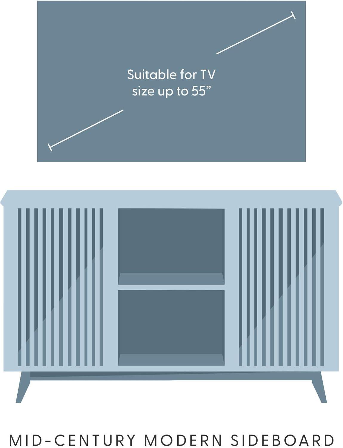 image:imagePlankBeam MidCentury Modern Wood TV Stand Solid Wood Entertainment Console with Storage 59 L x 16 W x 30 H WalnutBlack