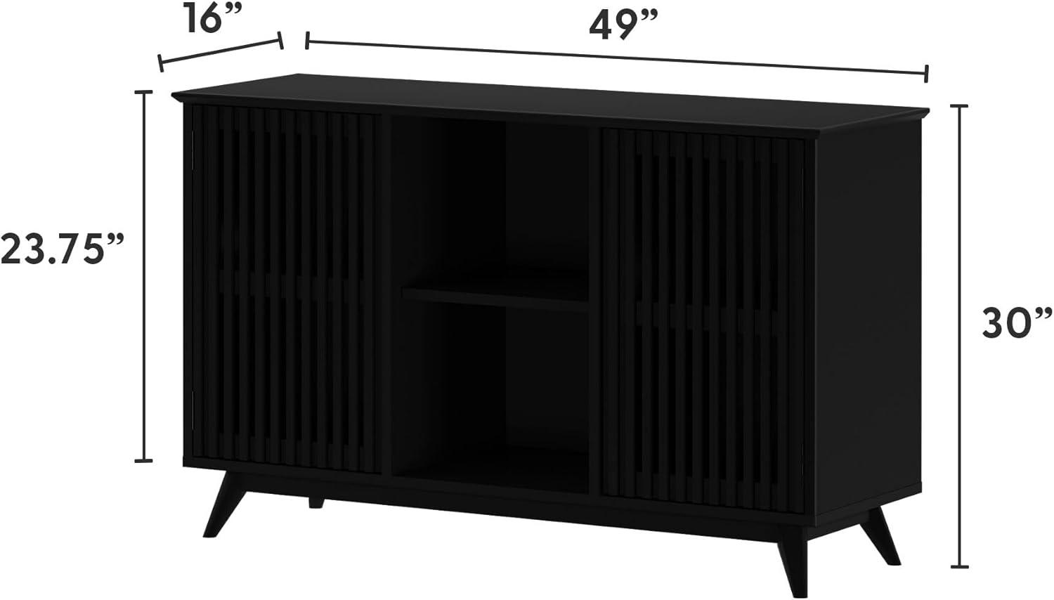 image:imagePlankBeam MidCentury Modern Wood TV Stand Solid Wood Entertainment Console with Storage 59 L x 16 W x 30 H WalnutBlack