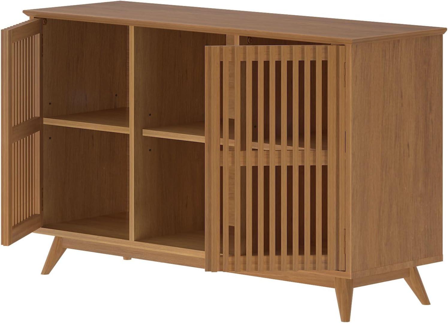 image:imagePlankBeam MidCentury Modern Wood TV Stand Solid Wood Entertainment Console with Storage 59 L x 16 W x 30 H WalnutPecan