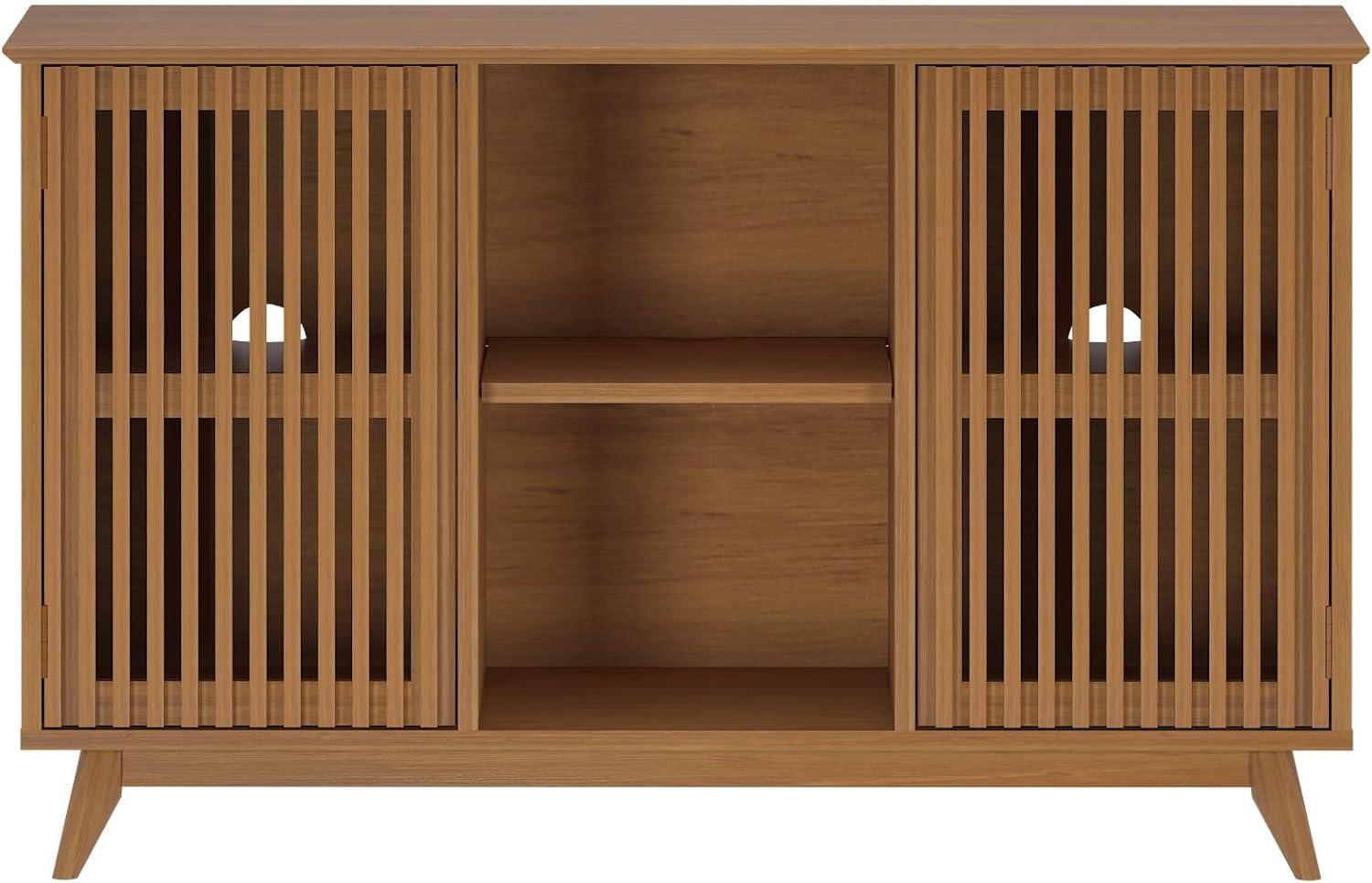 image:imagePlankBeam MidCentury Modern Wood TV Stand Solid Wood Entertainment Console with Storage 59 L x 16 W x 30 H WalnutPecan