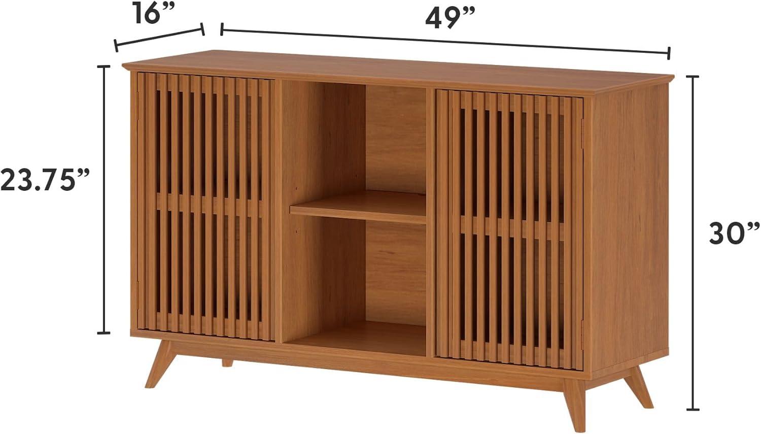 image:imagePlankBeam MidCentury Modern Wood TV Stand Solid Wood Entertainment Console with Storage 59 L x 16 W x 30 H WalnutPecan