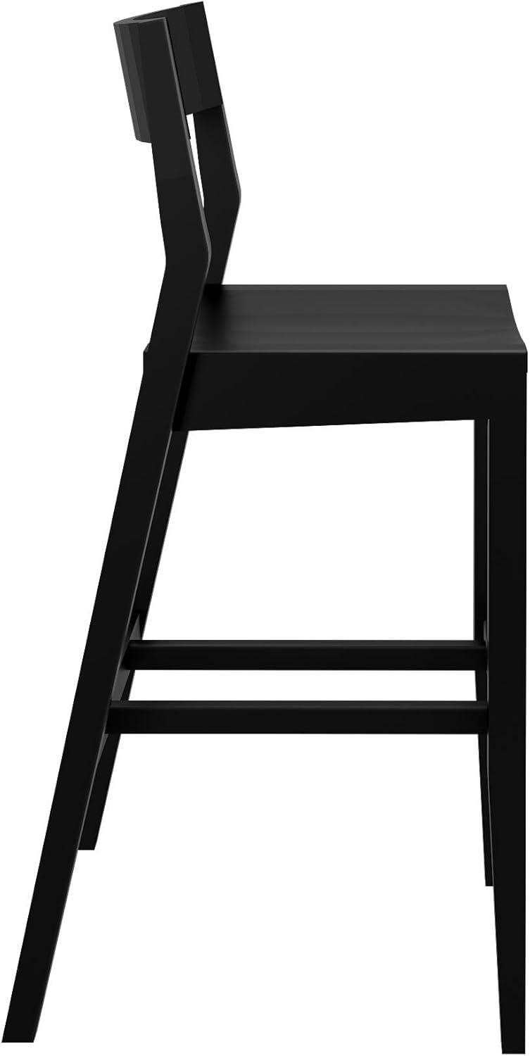 image:imagePlankBeam Modern Bar Height Chair 44 Inch Solid Wood Dining Chair for Home Bar Kitchen Contemporary Seating for Dining Room Black